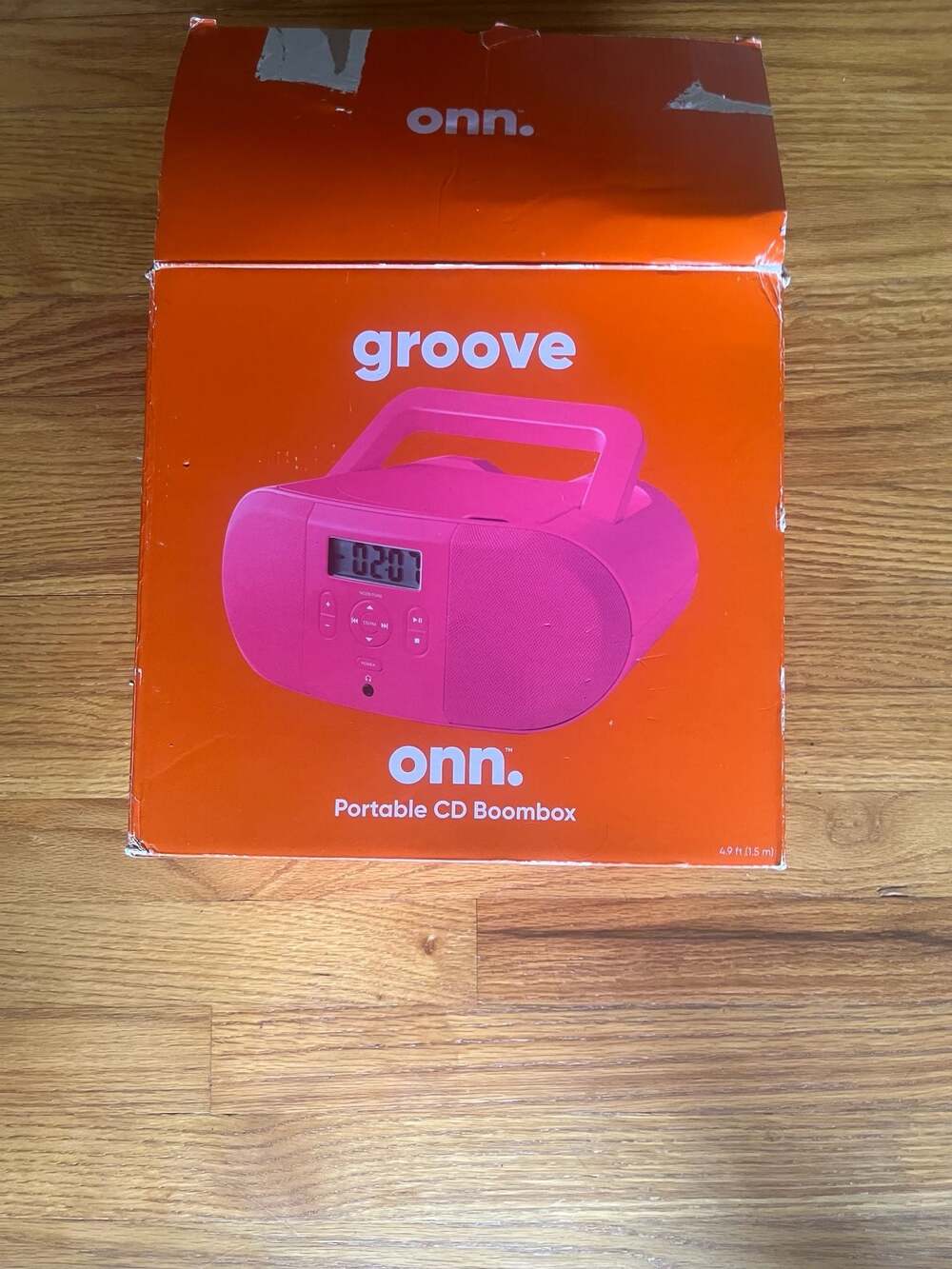 onn. Groove Portable CD Boombox with Digital FM Radio and LCD Display - Pink
